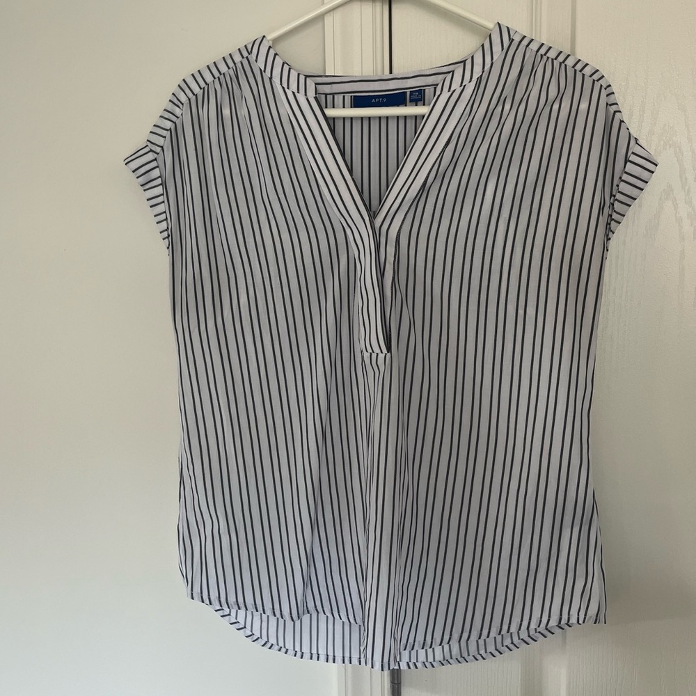 White and grey striped blouse